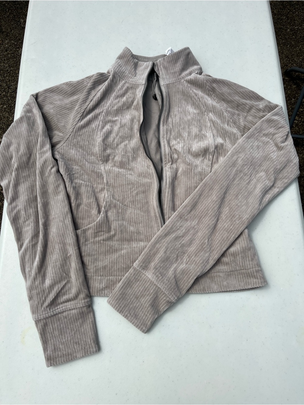 lululemon athletica Taupe Ribbed Zip Jacket